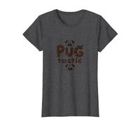Pug Tastic Adorabile Amante dei Cani Stravagante Maglietta, Donna, Grigio Scuro, L