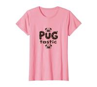 Pug Tastic Adorabile Amante dei Cani Stravagante Maglietta, Donna, Rosa, L