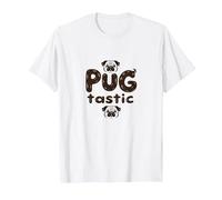 Pug Tastic Adorabile Amante dei Cani Stravagante Maglietta, Uomo, Bianco, L