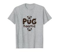 Pug Tastic Adorabile Amante dei Cani Stravagante Maglietta, Uomo, Grigio Melange, L