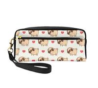 Pugliese Pug, Borsa per il trucco Borsa per cosmetici Borsa da viaggio portatile da toilette Astuccio in pelle per donne e ragazze