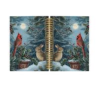 Pugwak Christmas Winter Journal Notebook - Red Cardinal Bunny Nature Notebooks College Ruled for Work School, Cardinal Gifts for Women, Bunny Gifts Office Supplies, Hardcover Spiral Notebook 5.5"x8.3"
