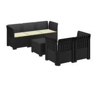 PUGYNBK Divano da giardino a 5 posti, in polipropilene, tipo rattan, con | Resistente ai raggi UV e alle intemperie, versatile per esterni, montaggio semplice tra due persone, facile da pulire con