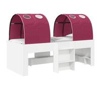 PUGYNBK Letto con tunnel 3 pezzi, bianco e rosso, legno di ingegneria | Base a doghe fissa, design minimalista, facile da montare, per camere da letto moderne