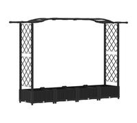 PUGYNBK Letto rialzato con traliccio e tetto nero, 207 x 40 x 123 cm, PP | Polipropilene resistente ai raggi UV, scarico con tappo rimovibile, deflettore per riserva d'acqua, montaggio semplice