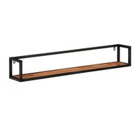 PUGYNBK Mensole da parete, 2 pezzi, in legno massello di acacia, ferro, 110 | Galleggiante per libri, decorazione per soggiorno, camera da letto, cucina, facile da montare