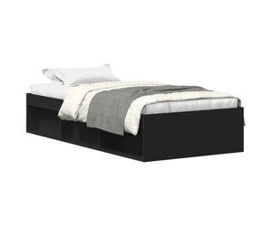 PUGYNBK Rete per letto, 90 x 200 cm, nera, con contenitore | Legno di ingegneria, 6 scomparti, doghe in compensato, materasso non incluso
