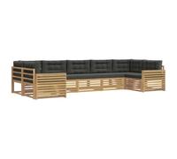 PUGYNBK Set di divani da esterno, 7 pezzi, bianco antracite | Legno di acacia, modulare, giardino, patio, piscina, resistente alle intemperie