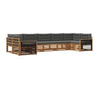 PUGYNBK Set di divani da esterno, 7 pezzi, in acacia naturale, antracite | Modulare, resistente alle intemperie, listelli in legno massiccio, ideali per giardino e terrazza