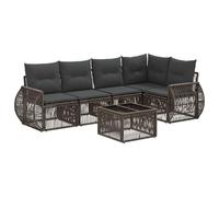 PUGYNBK Set di divani da giardino, 6 pezzi, grigio | Polyratan, cuscini modulari in schiuma con federe rimovibili, cuscinetti regolabili