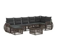 PUGYNBK Set di divani da giardino, 8 pezzi, in polyrattan, grigio scuro | Modulare, resistente alle intemperie, cuscini con fodera sfoderabile, cuscinetti regolabili per patio