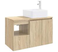 PUGYNBK Set di mobili da bagno, 2 pezzi, rovere Sonoma | Legno resistente, montaggio a parete, cerniere morbide, ampio spazio di archiviazione, configurazione personalizzabile