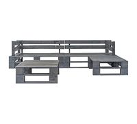 PUGYNBK Set di mobili da giardino con pale, 4 pezzi, in legno, grigio | Legno di pino impregnato, resistente alle intemperie, tavolino incluso, facile da montare