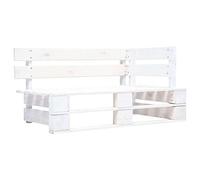 PUGYNBK Set di mobili pali 6 pezzi in legno di pino impregnato bianco | Set divano esterno, cuscino incluso, resistente alle intemperie, bassa manutenzione, giardino rustico
