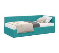 PUGYNBK Struttura letto angolare con materasso 2 pezzi Tuquesa | Velluto morbido, legno trattato, testiera ergonomica, schiuma media, design moderno