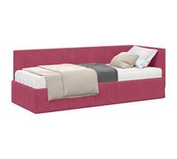 PUGYNBK Struttura letto angolare con materasso, 2 pezzi, verde velluto | Morbido velluto, legno trattato, materasso in schiuma, testiera ergonomica, design moderno