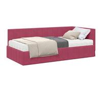 PUGYNBK Struttura letto angolare con materasso, 2 pezzi, verde velluto | Testiera morbida, in legno trattato, materasso in schiuma media, design moderno per camera da letto