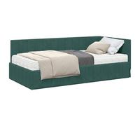 PUGYNBK Struttura letto angolare con materasso, 2 pezzi, verde velluto | Velluto morbido, legno trattato, testiera ergonomica, schiuma media, design moderno
