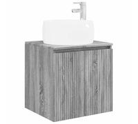 PUGYNBK Vanity da parete grigio sonoma 49,5 x 44,5 x 66 cm | Legno robusto, montaggio semplice, stoccaggio inferiore, salvaspazio in un piccolo bagno