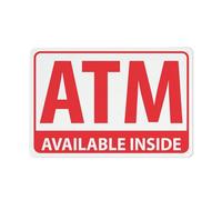 Puhayexi Atm Available Inside Sign 30,5 x 20,3 cm in metallo alluminio, resistente alle intemperie, resistente alle intemperie, per interni o esterni