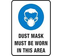 Puhayexi Cartello antipolvere con scritta in inglese "Must Be Worn In This Area", in alluminio stampato UV, 30,5 x 20,3 cm, resistente alle intemperie e di sicurezza, per casa o ufficio