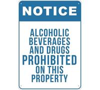 Puhayexi Cartello con scritta "Alcoholic Beverages And Drugs Prohibited On This Property", in alluminio antiruggine con stampa UV, 30,5 x 20,3 cm, cartello da cortile per casa, affari, segnalazione