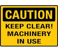 Puhayexi Cartello con scritta "Keep Clear Machinery In Use per porta di casa, ufficio, cortile aziendale, cartello in alluminio antiruggine - 30,5 cm x 20,3 cm, fori preforati, resistente alle
