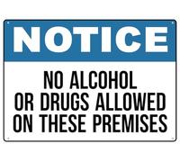 Puhayexi Cartello con scritta "No Alcohol or Drugs Allowed On These Premises" per esterni, stampa UV, in alluminio antiruggine, 30,5 x 20,3 cm, cartello da cortile per casa, affari, vialetto di
