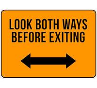 Puhayexi Cartello in metallo con scritta "Look Both Ways Before Exiting", 30,5 x 20,3 cm, in alluminio antiruggine, stampa a inchiostro UV, durevole/resistente alle intemperie, per esterni per la casa