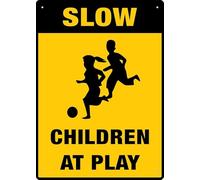Puhayexi Targa in latta con scritta "Slow Down Children At Play", 30,5 x 20,3 cm, ideale per giardino e cortile