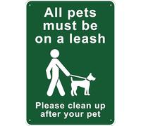 Puhayexi Targa in metallo per esterni con scritta "All Pets Must Be On A Leash", 30,5 x 20,3 cm, per affari, lavoro, ufficio, casa, consegna, cartelli stradali, cartelli da giardino