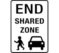 Puhayexi Targa metallica con scritta "End Shared Zone Outdoor", 30,5 x 20,3 cm, per affari, posto di lavoro, ufficio, casa, consegna, cartelli stradali, cartelli da giardino