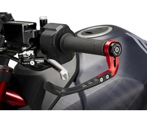 Puig 21994R Protezione Leva Frizione RAW con Contrappeso - Design Robusto e Adattabilità Universale, Rosso