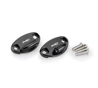 Puig 22041N Coperture specchietti con indicatore di direzione Tab in acciaio con finitura epossidica per coprire i fori e ottenere una finitura pulita nella carenatura, Nero