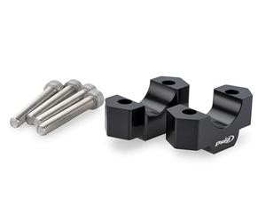 Puig 22142N Riser realizzati in alluminio lavorato con anodizzazione per sollevare il manubrio di 20 mm e migliorare la posizione di guida con un design resistente, funzionale e raffinato, Nero