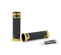 Puig 22271O Manopole Revving sportive in gomma e alluminio anodizzato con texture antiscivolo; migliorano la presa, il comfort e lo stile del manubrio della tua moto, Oro