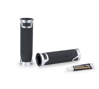 Puig 22271P Manopole Revving sportive in gomma e alluminio anodizzato con texture antiscivolo; migliorano la presa, il comfort e lo stile del manubrio della tua moto, Argento