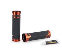 Puig 22271T Manopole Revving sportive in gomma e alluminio anodizzato con texture antiscivolo; migliorano la presa, il comfort e lo stile del manubrio della tua moto, Arancione