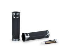 Puig 22271Y Manopole Revving sportive in gomma e alluminio anodizzato con texture antiscivolo; migliorano la presa, il comfort e lo stile del manubrio della tua moto, Titanio