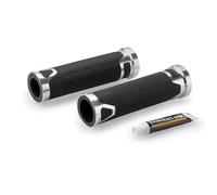 Puig 22272P Manopole Revving con design sportivo in gomma e alluminio anodizzato, grip antiscivolo, finitura resistente per manubri da 22 mm per migliorare controllo, comfort ed estetica, Argento