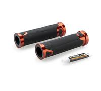 Puig 22272T Manopole Revving con design sportivo in gomma e alluminio anodizzato, grip antiscivolo, finitura resistente per manubri da 22 mm per migliorare controllo, comfort ed estetica, Arancione