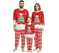 Puimentiua Set Pigiama Natalizio in Addensato Vello di Corallo Onesie Abbinato alla Famiglia Set Pigiama Natalizio per papà Mamma Bambini Bambino Cani Gatti