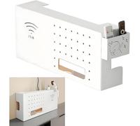 PUIOTEAI Mensola Router a Parete, Scatola Porta Router WiFi da Parete, Scatola di Immagazzinaggio Cavi e Prese (Bianco)