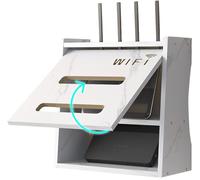 PUIOTEAI Porta Modem da Parete, Scatola Porta Router WiFi da Parete, Organizer da Parete Scatola Nascondi Cavi, Scaffale Router(White)