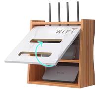 PUIOTEAI Porta Modem da Parete, Scatola Porta Router WiFi da Parete, Organizer da Parete Scatola Nascondi Cavi, Scaffale Router(Brown)
