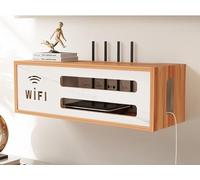PUIOTEAI Router Armadio Wi-Fi, scatola di immagazzinamento per nascondere router e cavi, organizer per cavi TV, scatola montata a parete (marrone)