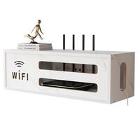 PUIOTEAI Router Armadio Wi-Fi, scatola portaoggetti per nascondere router e cavi, scaffale organizer per cavi TV, scatola montata a parete (bianco)