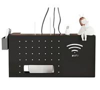 PUIOTEAI Scatola di Immagazzinaggio per Router e Cavi, Mensola Router a Parete, Porta Router WiFi - Scatola Nera