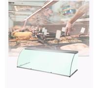 pujindu Commerciale Vetrina per Pane in Vetro Temperato Curvo, Vetrina per Pasticceria, Espositore Trasparente per Dolci per Panetterie E Bar(114x53x50cm)