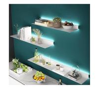 pujindu Espositore Decorativo con Ripiani Metallici Galleggianti Fissati al Muro con Luce A LED, Mensola da Bagno A Parete con Mensola Galleggiante, Mensole Espositive(White,59x7.9x2.4in-1PCS)